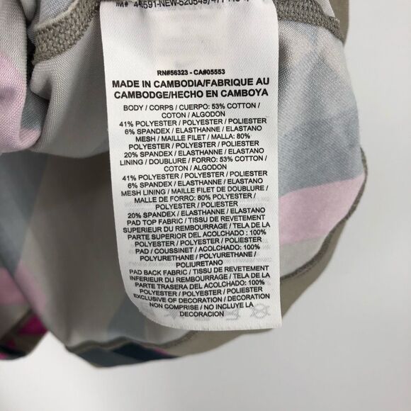 Nike Dri Fit Slim Fit Tank Top Womens M Pink Gray Geometric Racerback Padded - Picture 6 of 12